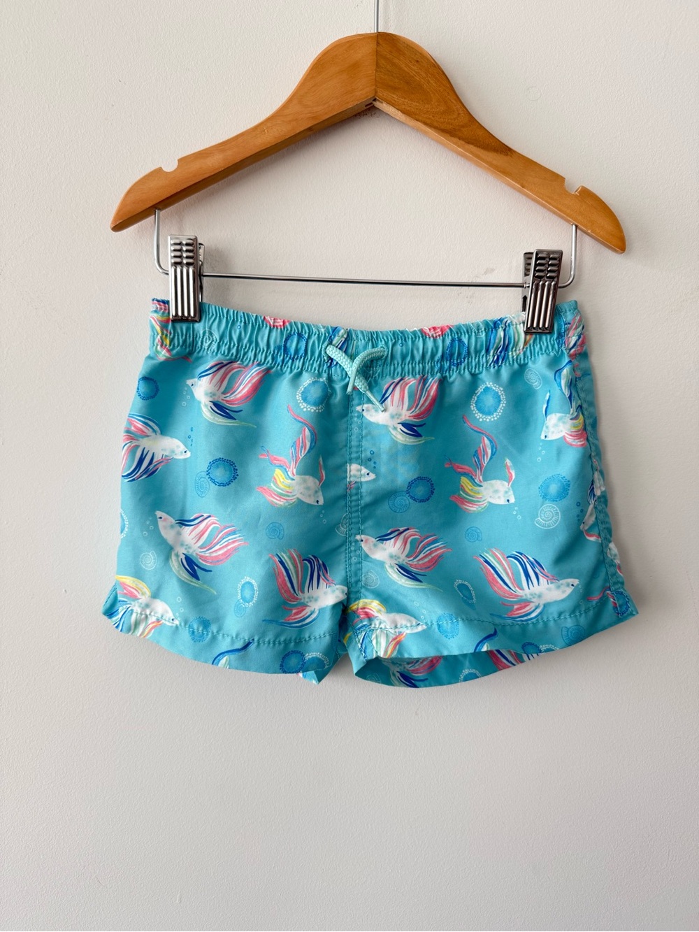 Zara Turquoise Fish-Print Swim Trunks 3/4 years